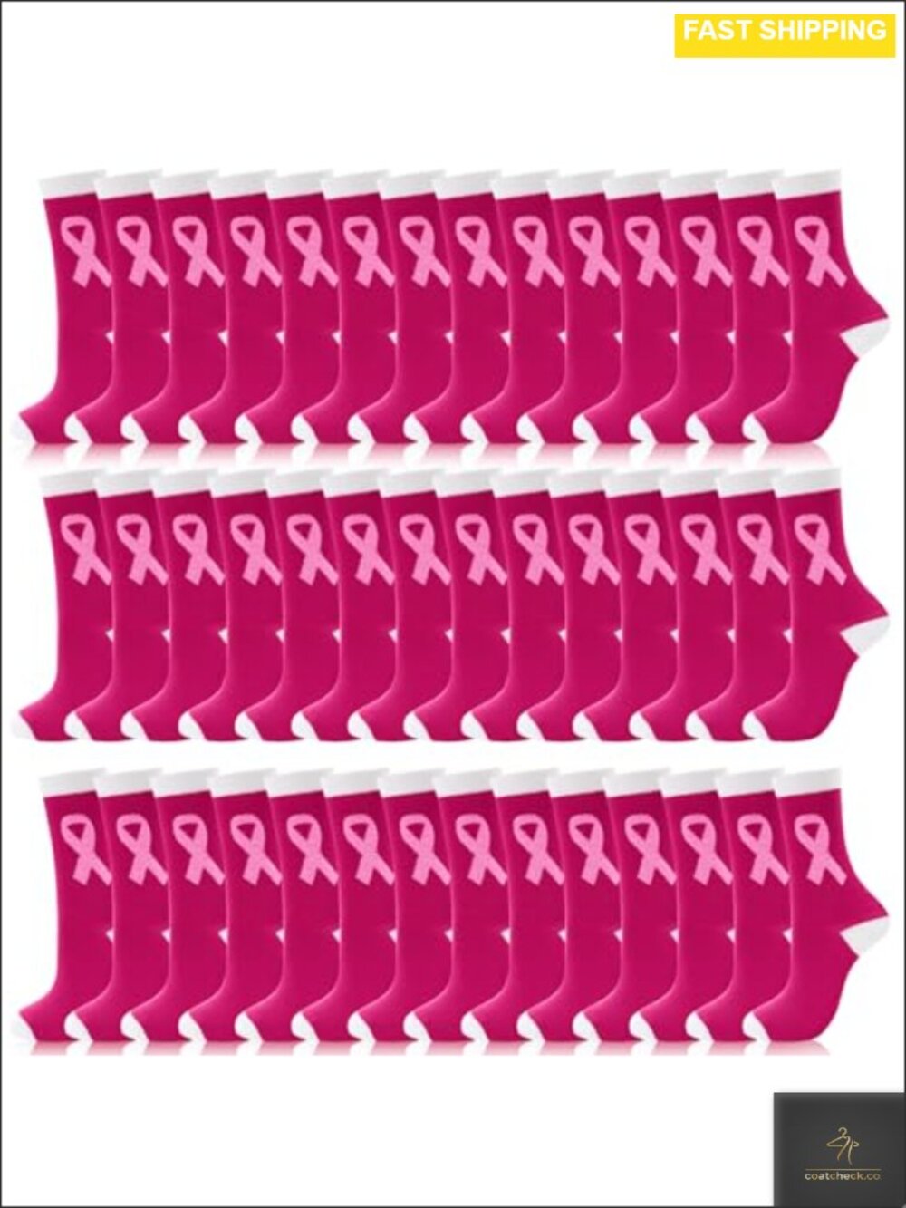 60 Pair Breast Cancer Awareness Socks Cotton Polyester